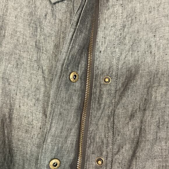 WRAP London Full Zip 100% Linen Jacket Lagenlook Gray Sz 14 - Picture 3 of 8